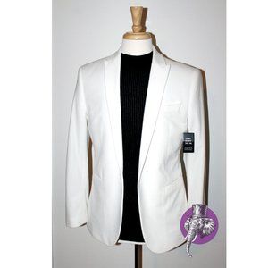 Men's Express Solid White (Ivory) Velvet Blazer Suit Jacket Sports Coat 40S